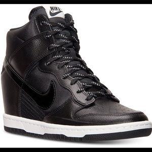Nike Sky Hi Dunks in Black Leather